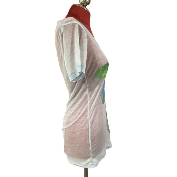 Disney Little Mermaid Slub Tee Shirt Top Size S Ariel Blue Green Short Sleeves - Picture 9 of 10